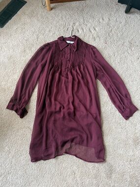 Nine West Plum Button-Front Blouse